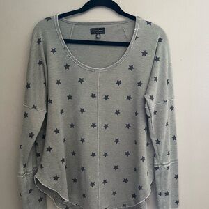 Lucky Brand Muted Green Star-Print Long Sleeve Henley Size Large Cotton Blend